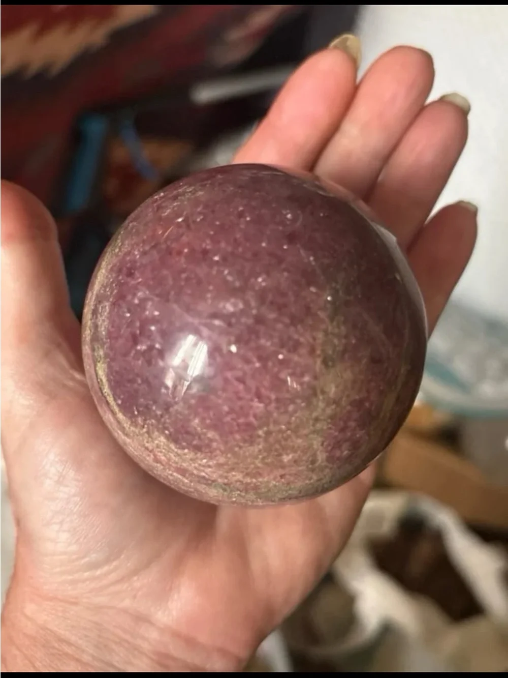 Pink Rhodonite Crystal Sphere